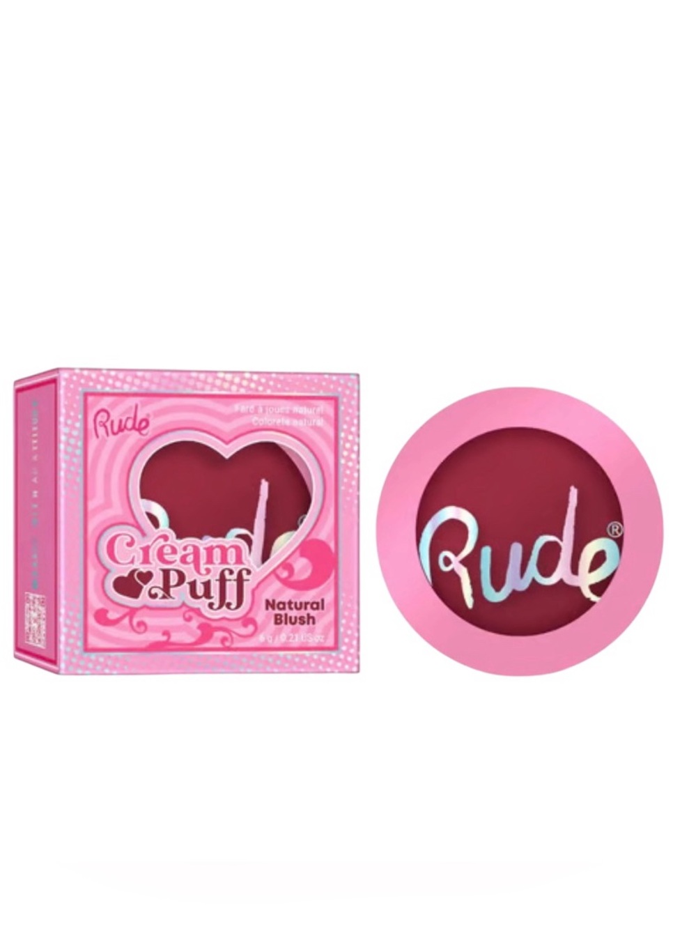 New Rude Cosmetics Shortcake Cream Puff Smooth Long Lasting Natural Blush